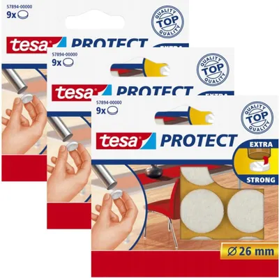 Immagine prodotto di Puntali rotondi in feltro per sedie, tavoli, lavatrici, mobili, tesa, 26 mm, 9 pezzi x confezione da 3