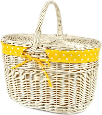Produktbild von MyBer® Korb Picknickkorb Tragekorb mit 2 Deckeln Weidenkorb Vollweide Einkaufskorb geflochten K13-027-W-SGW