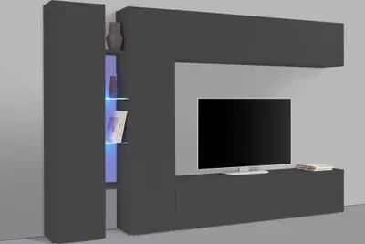 Produktbild von Wohnwand >Benevent< (5-teilig) in Anthrazit matt - 280x180x30 (BxHxT)