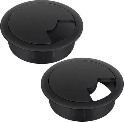 Zdjęcie produktu dla Zestaw do prowadzenia kabli, tworzywo sztuczne, czarny, 2 sztuki, 60 mm