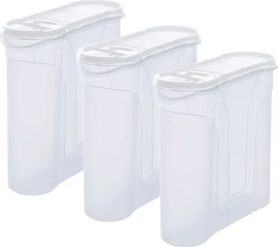 Produktbild von Novaliv Schüttdosen 3er SET Vorratsdose zum Streuen 4 Liter - Maße (LxBxH): 25,5 x 25,5 x 10 cm - Dose mit Deckel 4l für Müsli Mehl Zucker Dosen Küchen Organizer Food Box Meal-Prep-Boxen