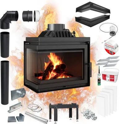 Immagine prodotto di Inserto per caminetto in ghisa KRATKI SIMPLE sinistro 8 kW Ø 200 kit di installazione 1