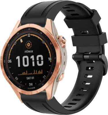 Produktbild von Strap-it Garmin Fenix 7s Silikonarmband (Schwarz)
