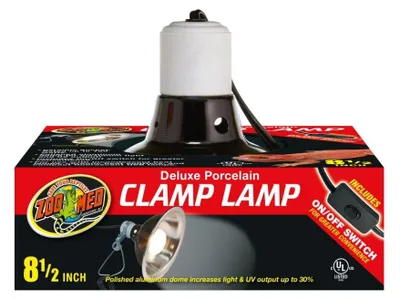Productafbeelding van Zoo Med Deluxe porseleinen clamp lamphouder zwart met reflector voor terrariumverlichting 14 cm | 22 cm 22CM - Tot 150W