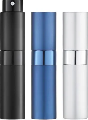 Image de Mini-flacon de parfum vide, rechargeable, 8 ml, lot de 3, noir, bleu, argent