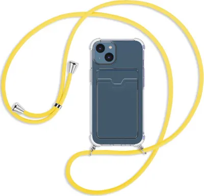 Produktbild von Handykette Backcover-Schutzhülle mit Band (Metall silberfarben) für Apple iPhone 14 (6.1'') - gelb