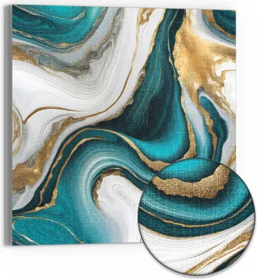 Produktbild von DEQORI Hybrid Leinwand Bild 50x50 cm 'Fließende Goldadern' Wandbild Glas flach modern