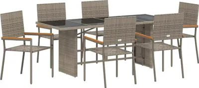 Immagine prodotto di vidaXL Set da pranzo da giardino, 7 pezzi, grigio, rattan sintetico