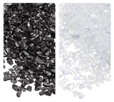Glassplitter 1-4 mm, 2 Farben, 28 g, Weiß & Schwarz
