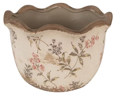 Image de Clayre & Eef Pot de fleurs Ø 17x11 cm Beige Rose Céramique