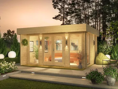 Produktbild von Fjordholz Gartenhaus mit Flachdach Modell Kubi Midi