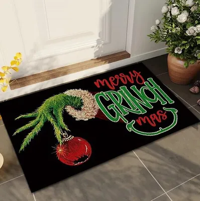 Produktbild von Weihnachts-Türmatte „Der Grinch, der Weihnachten stahl“, rutschfest, waschbar, für drinnen und draußen, perfekte Feiertagsdekoration für Ihr Zuhause.