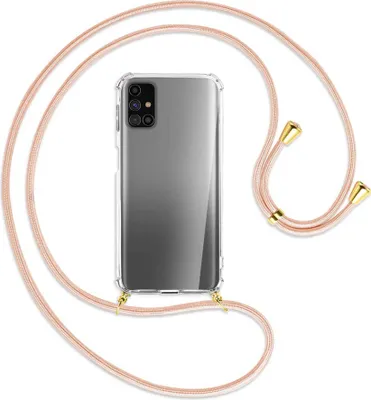 Produktbild von Handykette Backcover-Schutzhülle mit Band (Metall goldfarben) für Samsung Galaxy M31s - rose peach
