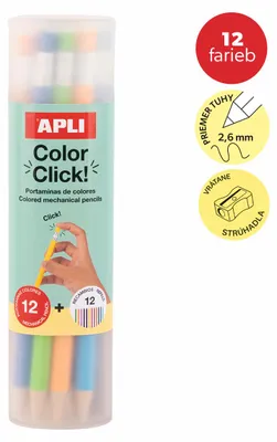 Produktbild von Druckbuntstifte APLI Color Click, 12 Stk. mit Ersatzminen und Anspitzer