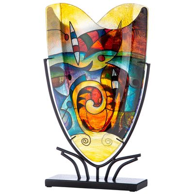 Casablanca by Gilde  Glasart ovale Dekovase Verona, handbemalt H. 48 cm,44657