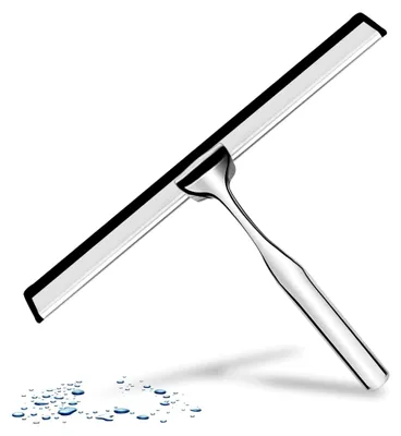 Produktbild von Duschabzieher aus Edelstahl mit Silikon-Gummilippe, 24 cm breit, Silber