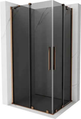 Produktbild von Mexen Velar Schiebeduschtür 90x80 cm Graphit/Roségold, Gehärtetes Glas