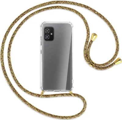 Produktbild von Handykette Backcover-Schutzhülle mit Band (Metall goldfarben) für Asus Zenfone 8 - braun+beige