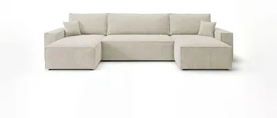Image de Canapé d’angle CALIFORNIA MINI U blanc velours côtelé Poso 100 - fonction couchage, coffre de rangement pour la literie