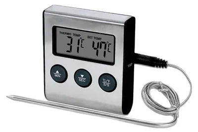 Digitale Küchenthermometer mit Sonde, LCD-Display, Timer, 0-250 °C