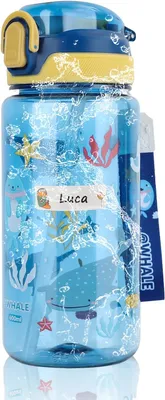 Immagine prodotto di Borraccia per bambini, capacità 600 ml, con cannuccia, a prova di perdite, ideale per la scuola