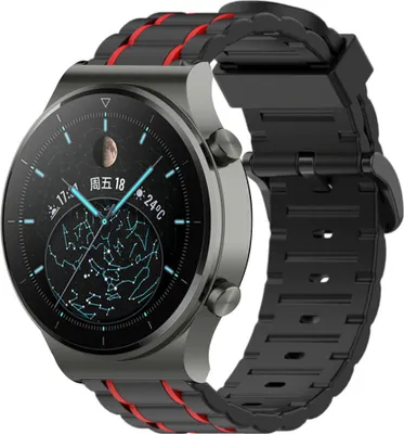 Produktbild von Strap-it Huawei Watch GT 2 Pro Sportschnallenarmband (Schwarz/Rot)