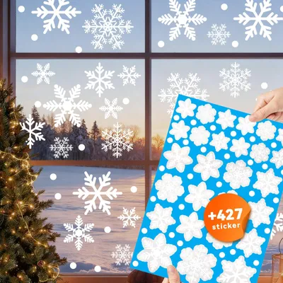 427 Fensterbilder Weihnachten XL Schneeflocken Winterdekoration