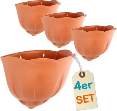 Produktbild von 4er Set Blumentopf Wand Blumentopf Wandmontage Wandblumentopf Wandvasen für Pflanzen Pflanzen Wandhalterung Wandtopf Außenbereich Terrakotta