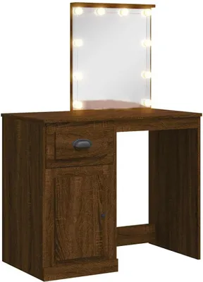 Obrázok produktu pre vidaXL Toaletný stolík s LED osvetlením Hnedá dubová optika 90x42x132,5 cm