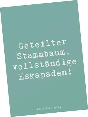 Produktbild von Mr. & Mrs. Panda Postkarte Spruch Halbbruder Eskapaden - Meeresbrise - Geschenk, Familie, Ansichtskarten, Postkarten, Fotokarte, Dankeschön, Schabernack, Geschwister