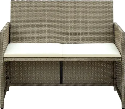 Produktbild von vidaXL 2-Sitzer-Gartensofa mit Polstern Beige Poly Rattan
