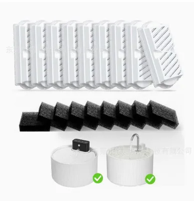 Produktbild von 9er Set Ersatzfilter für Keramik Trinkbrunnen 2,2L, Aktivkohlefilter mit 4-Schicht-Filtersystem,kompatibel mit Haustier Wasserbrunnen für Katzen Hunde