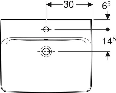 Productafbeelding van Geberit Renova Plan wastafel, 60 cm, met 1 kraangat, met overloop