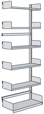 Produktbild von Bibliotheks-Regal Univers einseitig Anbaufeld 75x30x225cm mit 6 Böden lichtgrau