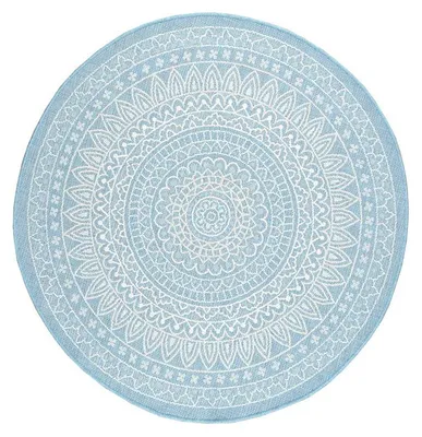 Image de Volero - Tapis d'Extérieur Rond - Summer Azteca Bleu Clair - Ø 180cm