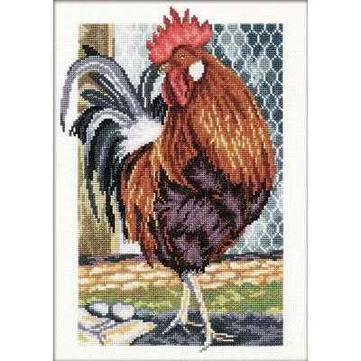 Imagen del producto de Kit de bordado de punto de cruz contado, diseño "El gallo de paseo", modelo M350, 17x24 cm