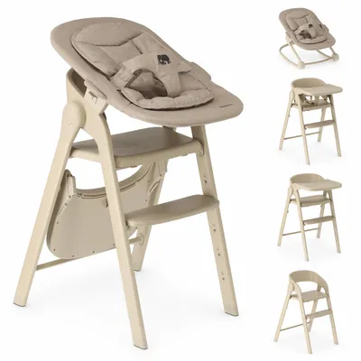 Produktbild von Deryan Luxe Kinderstuhl mit Bouncer - Klappbarer Hochstuhl - Cashmere Sand + Bouncer