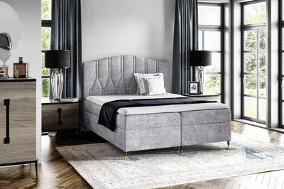 Produktbild von Kontinentales Bett OFRI – 200 x 200, grau + GRATIS-Topper