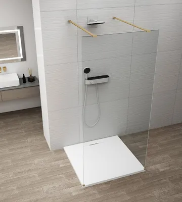 Produktbild von Polysan ESCA GOLD MATT Dusch-Glasteil, freistehend, Klarglas, 1200 mm