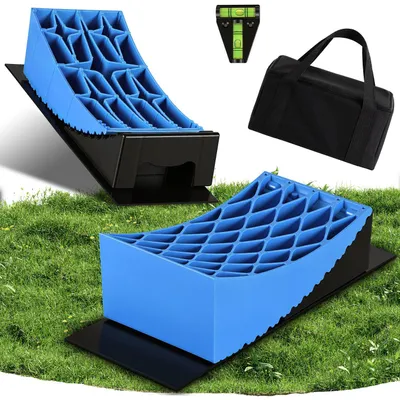 Produktbild von Peviasot 2er Set Auffahrkeile Wohnmobil Rautenprofil, HDPE Nivellierkeile für Wohnwagen Caravan PKW SUV, Camping Stufenkeile belastbar bis 13,5T