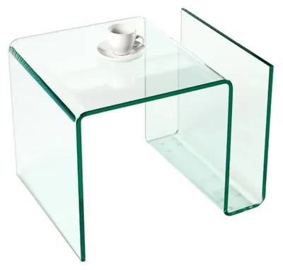 Image de Table basse HOLOW en verre trempé – Table basse design asymétrique transparente