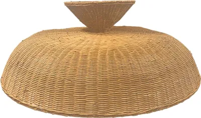 Produktbild von Lampenschirm DARMA aus natürlichem Rattan 80 cm Durchmesser im Boho Vintage Stil
