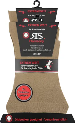 Produktbild von 2 Paar extrem weit breit venenfreundlich Problemfüße Diabetiker Socken 39/42 beige