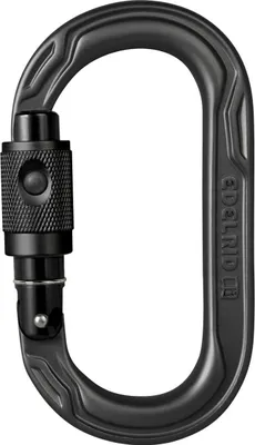 Oval Power 2500 Permalock Karabiner von Edelrid in schwarzer Farbe; mit Sicherheitsverschluss.