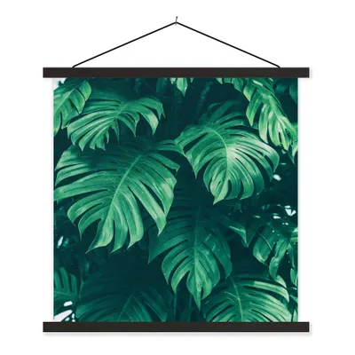 Produktbild von MuchoWow® Textilposter Monstera - Blätter - Pflanzen - Dschungel - Natur 90x90 cm mit schwarzem Rahmen - Magnetisches
