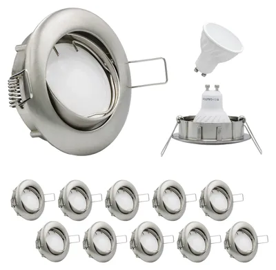 Image de Lot de 10 lampes encastrables MILI 7 W GU10 3000 K 230 V 520 lumens, fer brossé