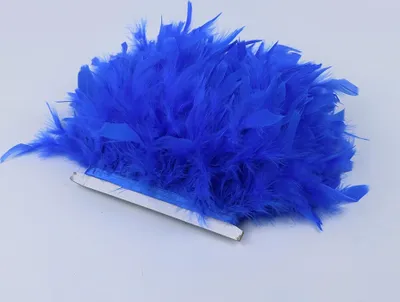 Obrázek produktu pro Prýmek z krůtího peří 12-15 cm, modrý / 1 m