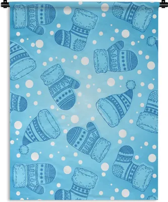 Produktbild von MuchoWow® Wandteppich Wandbehang Handschuhe - Mütze - Winter - Schnittmuster 60x80 cm Tapisserie Dekoration Wandtuch - Decke - Wandtücher - Wohne