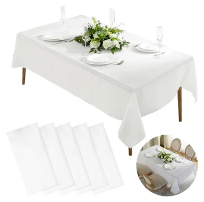 Produktbild von 5 Stück Einweg-Tischdecken Rechteckig Weiße Tischdecke für Feiern | 137 x 274 cm Plastiktischdecke für Partys, Geburtstagsfeiern, Hochzeiten und Bankette