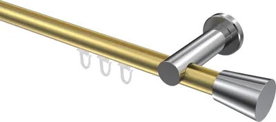 Produktbild von Interdeco Innenlaufstange / Gardinenstange mit Innenlauf Messing-Optik / Chrom, Typ Platon Sitra (Konus), 20 mm Ø 1-läufig, 540 cm